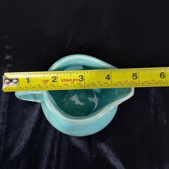 Shawnee MCM Made In USA Creamer & Sugar Bowl Snowflake Turquoise Blue Star Burst - Picture 13 of 15